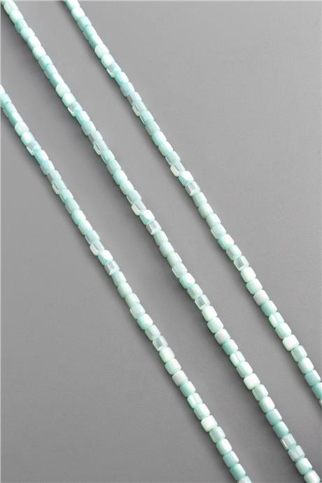 Sedef Taşı Dore Kesim Parlak Su Yeşili 3x3mm Doğal Taş Dizi [AB+]