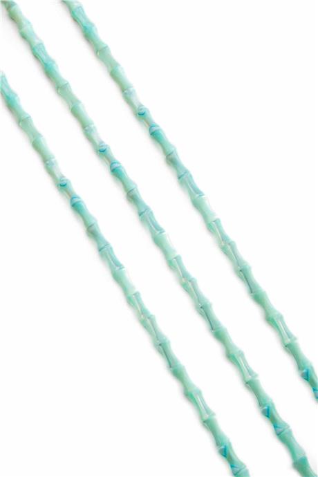 Sedef Taşı Kemik Kesim Parlak Yeşil 4x7mm Doğal Taş Dizi [AA]