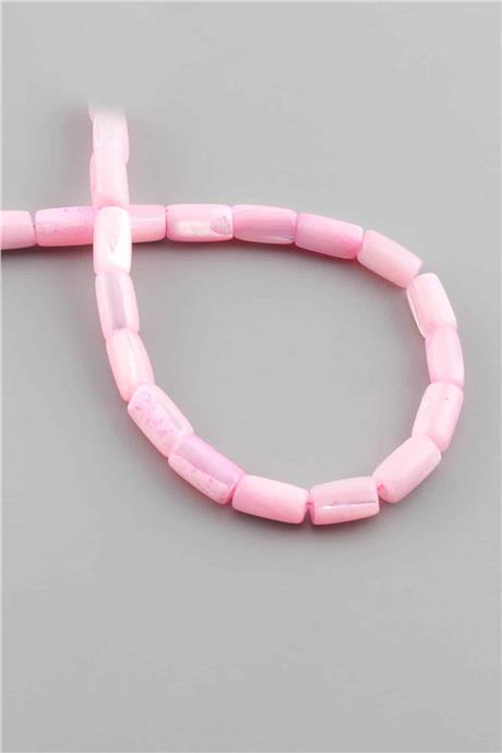 Sedef Taşı Silindir Kesim Parlak Pembe 6x10mm Doğal Taş Dizi [AA]