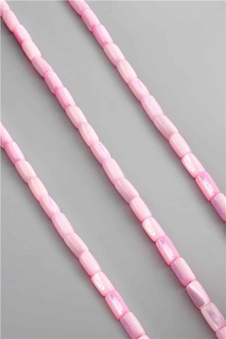 Sedef Taşı Silindir Kesim Parlak Pembe 6x10mm Doğal Taş Dizi [AA]