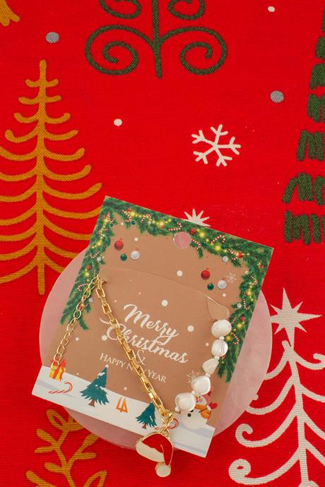 Sedef Doğal Taş Tamburlanmış Kesim Zincir Kapamalı Yılbaşı Bileklik