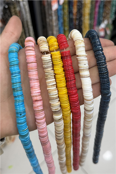 Sedef Taşı 10x2mm Rondela Kesim Doğal Taş Diziler