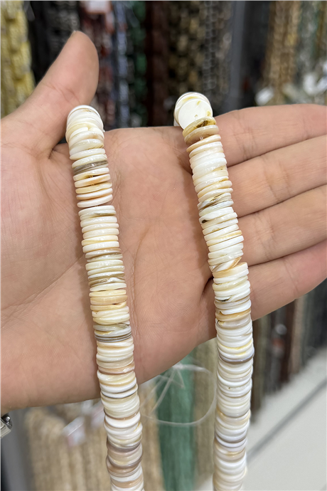 Sedef Taşı 10x2mm Rondela Kesim Doğal Taş Diziler