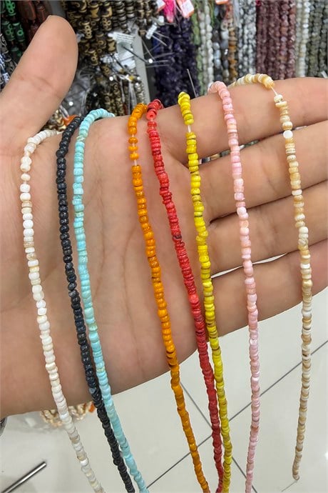 Sedef Taşı Rondela Kesim 3x1mm Doğal Taş Dizi