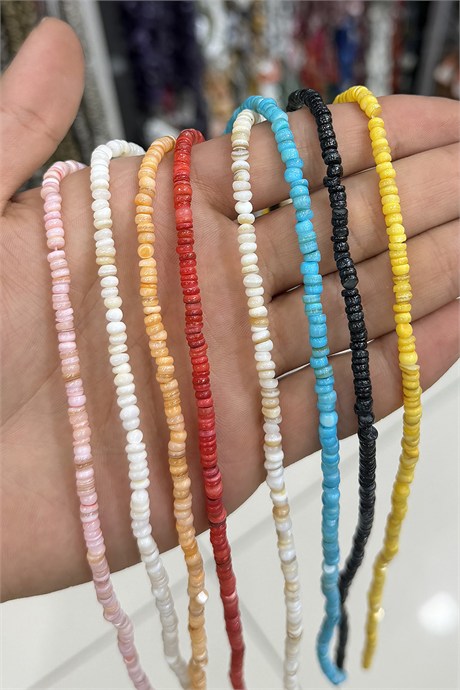 Sedef Taşı Rondela Kesim 4x1mm Doğal Taş Dizi