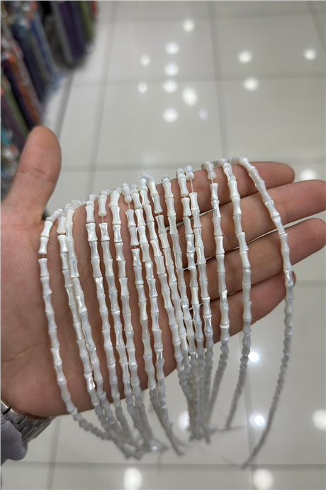 Sedef Taşı 4x7mm Kemik Kesim Doğal Taş Diziler
