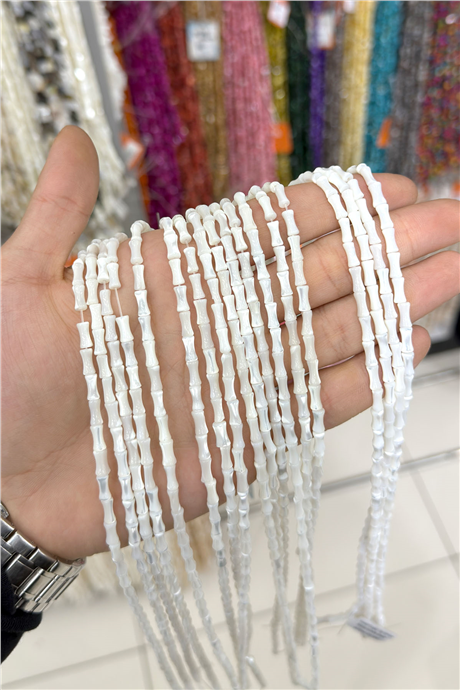 Sedef Taşı 4x7mm Kemik Kesim Doğal Taş Diziler