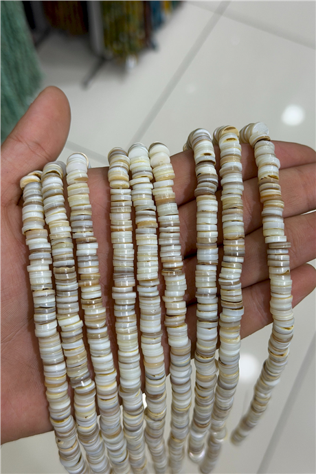 Sedef Taşı 8x2mm Rondela Kesim Doğal Taş Diziler