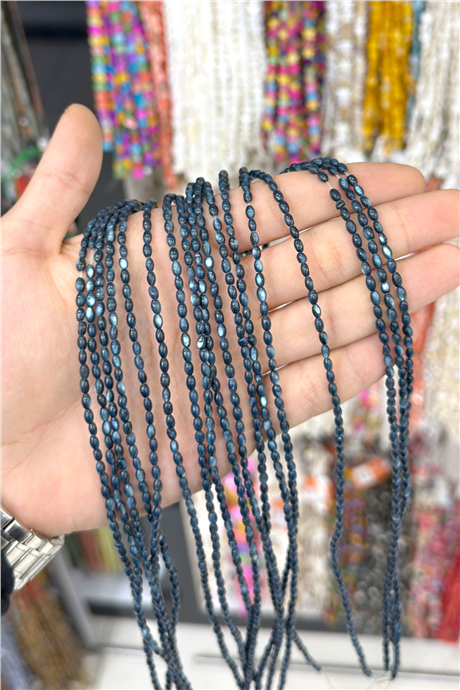 Sedef Taşı Arpa Kesim Gri 3x5mm Doğal Taş Dizi