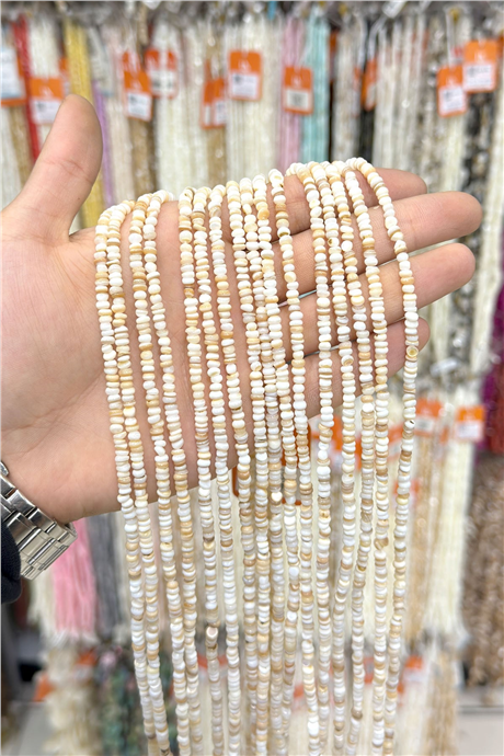 Sedef Taşı Rondela Kesim 4x1mm Doğal Taş Dizi