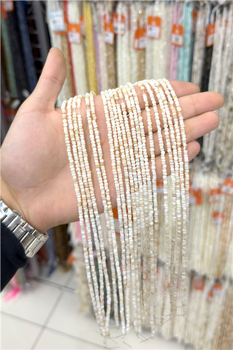Sedef Taşı Rondela Kesim 4x1mm Doğal Taş Dizi