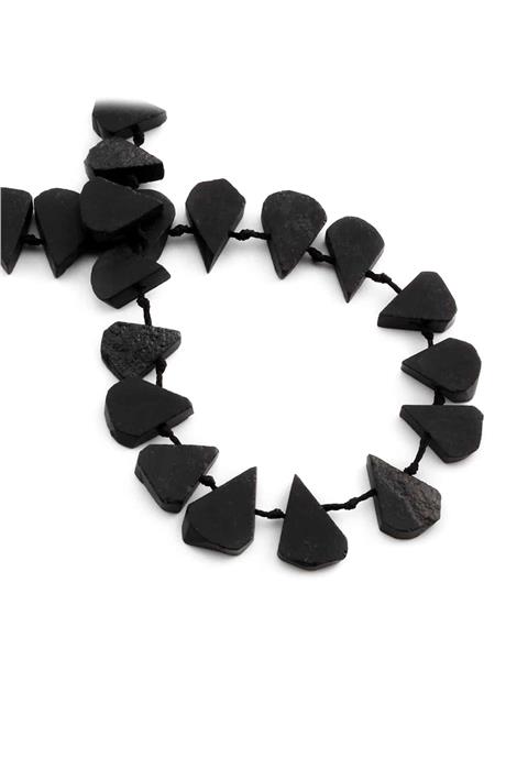 Shungit Doğal Taş Mat Siyah Yassı Damla Kesim 16x12mm Dizi [AA]