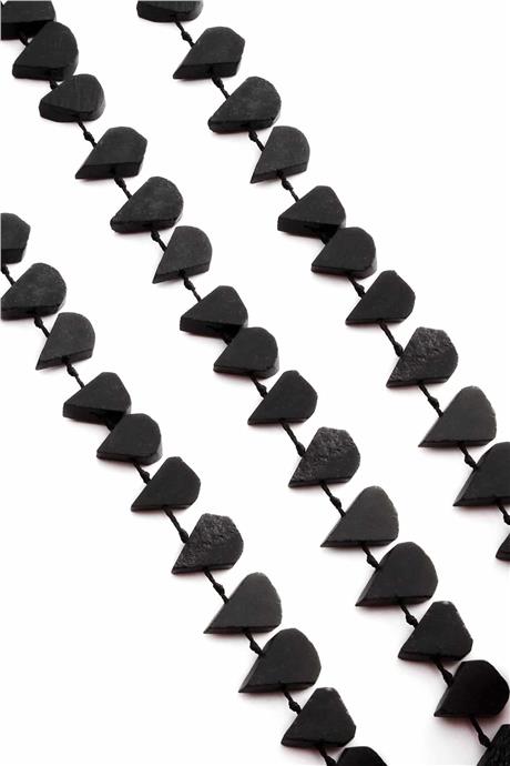 Shungit Doğal Taş Mat Siyah Yassı Damla Kesim 16x12mm Dizi [AA]