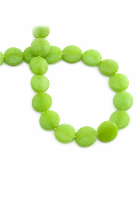 Sıkma Doğal Taş Parlak Açık Yeşil Daire Kesim 12x4mm Dizi [B+]