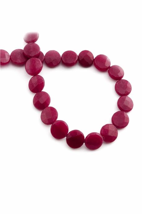 Sıkma Taşı Daire Kesim Bordo 10x4mm Doğal Taş Dizi