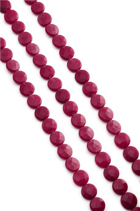 Sıkma Taşı Daire Kesim Bordo 10x4mm Doğal Taş Dizi