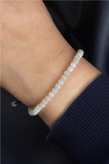 Sıkma Doğal Taş Gri Küre Kesim 3mm Makrome Bileklik