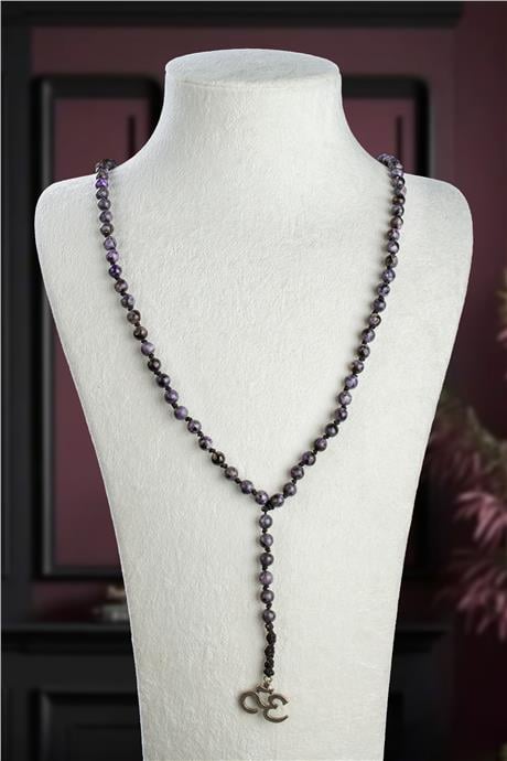 Sıkma Doğal Taş Küre Kesim Om Figür Erkek Kolye