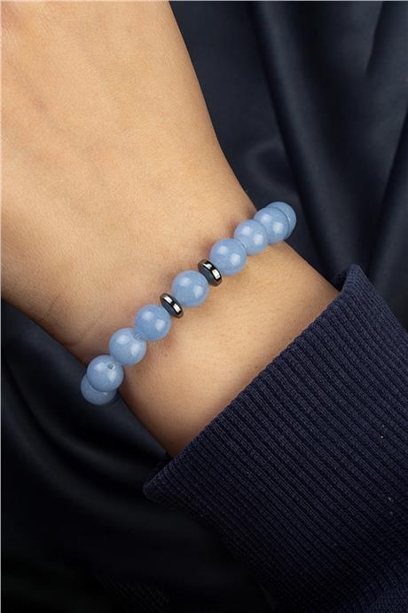 Sıkma Doğal Taş Sıkma Mavi Küre Kesim 8mm Bileklik