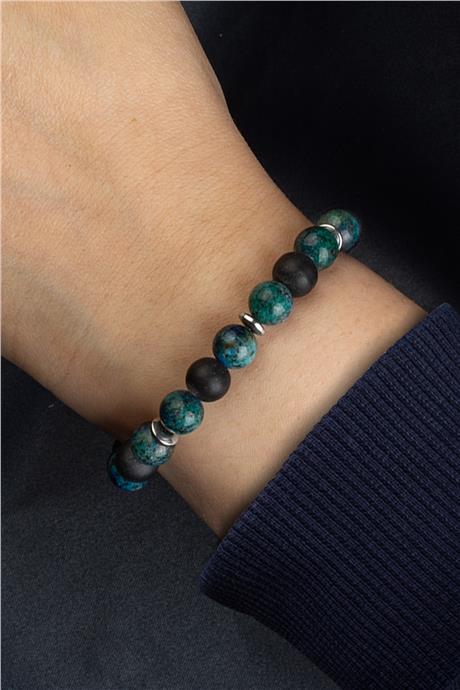 Sıkma Doğal Taş Siyah - Karışık Küre Kesim 8mm Bileklik