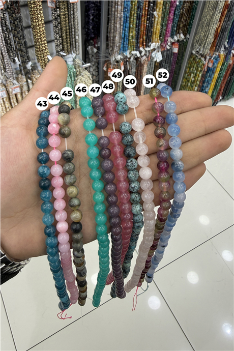 Sıkma Küre Kesim 8mm Yarı Değerli Doğal Taş Diziler