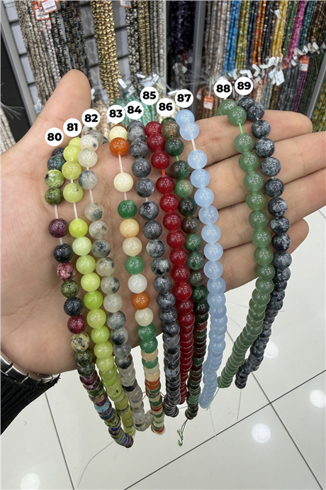 Sıkma Küre Kesim 8mm Yarı Değerli Doğal Taş Diziler