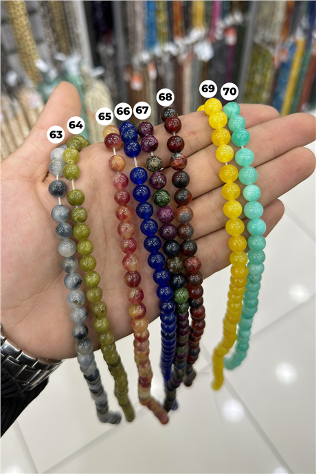 Sıkma Küre Kesim 8mm Yarı Değerli Doğal Taş Diziler