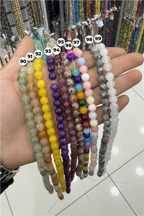 Sıkma Küre Kesim 8mm Yarı Değerli Doğal Taş Diziler