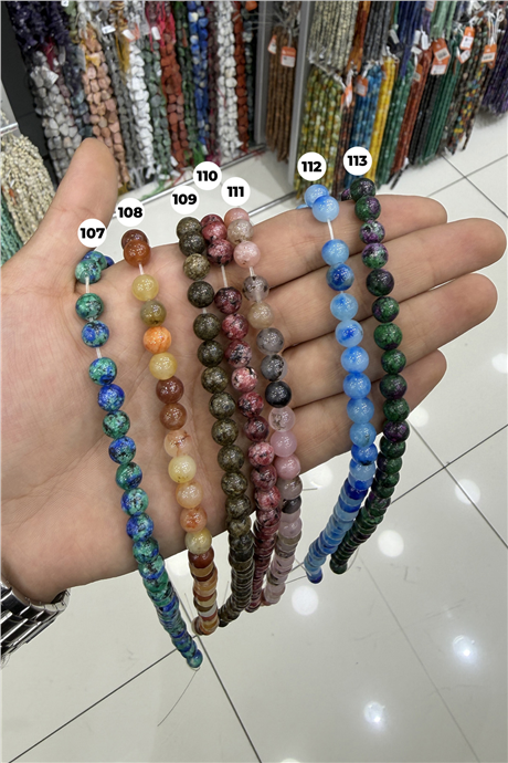 Sıkma Küre Kesim 8mm Yarı Değerli Doğal Taş Diziler