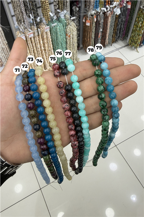 Sıkma Küre Kesim 8mm Yarı Değerli Doğal Taş Diziler