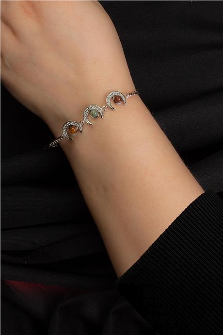 Sıkma Renkli Kristal Zincir Bileklik