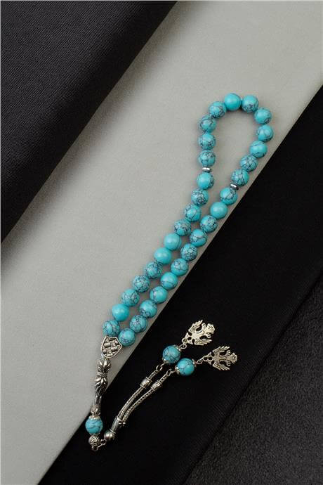 Sıkma Turkuaz Doğal Taş Küre Kesim 33 lü 10mm Tesbih