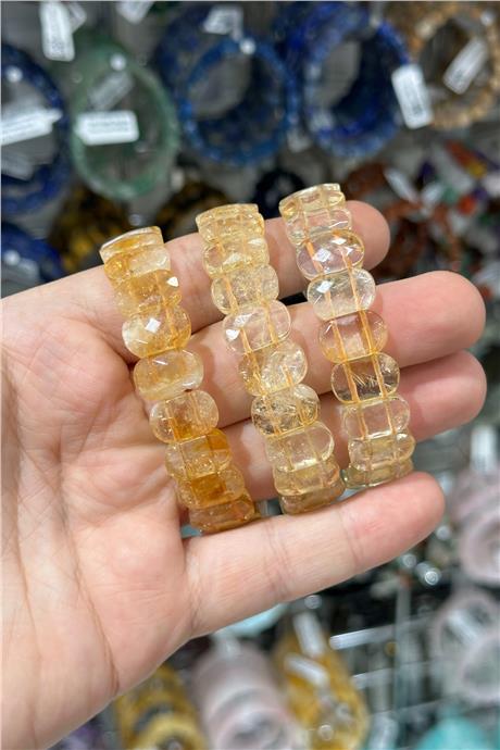 Sitrin Doğal Taş Parlak Oval Faset Kesim 11x15mm Bileklik AA