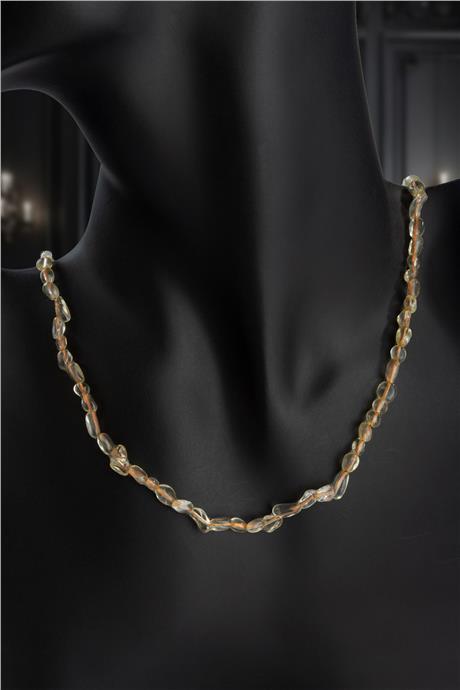 Sitrin Doğal Taş Tımbıl Kesim Zincir Kapamalı Kolye