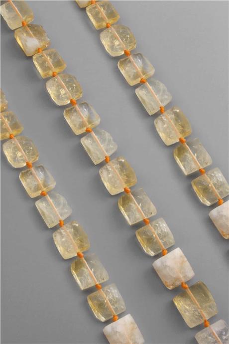 Sitrin Doğal Taş Yassı Kare Kristal Kesim 14x7mm Dizi