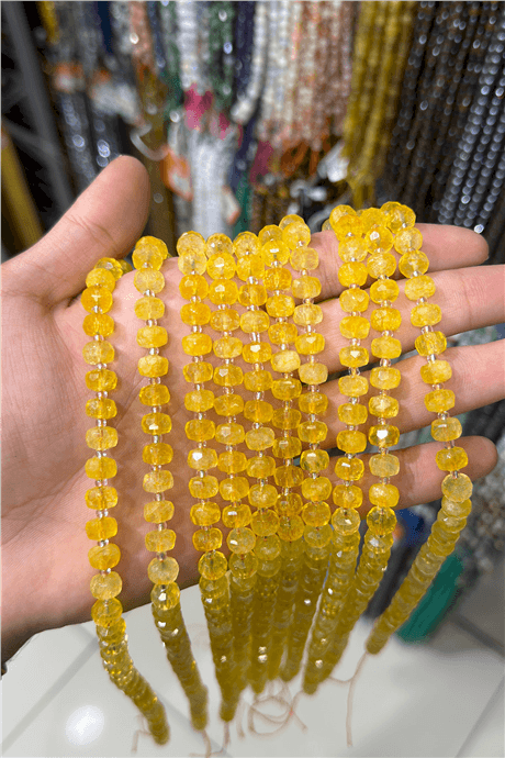 Sitrin Taşı Sitrin Faset Kesim Parlak Sarı 8x7mm Doğal Taş Dizi [AA]