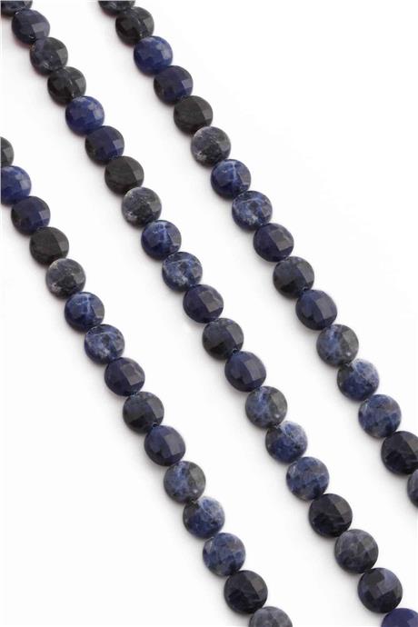 Sodalit Doğal Taş Daire Kristal Kesim 10x7mm Dizi