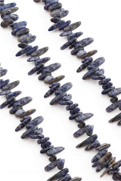 Sodalit Doğal Taş Parlak Açık Mavi Diş Kesim 18x6mm Dizi [AA]