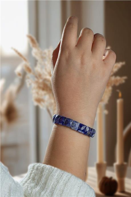 Sodalit Taşı Dikdörtgen Faset Kesim Bileklik