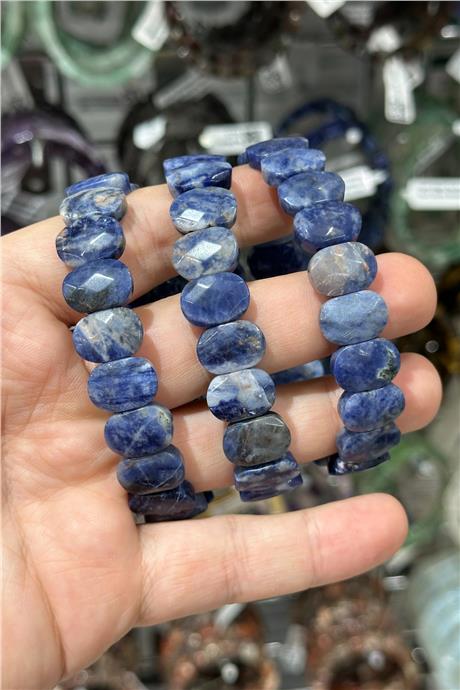 Sodalit Taşı Oval Faset Kesim Bileklik 13x10mm