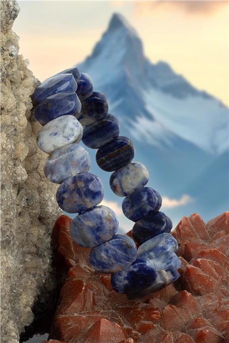 Sodalit Taşı Oval Faset Kesim Bileklik 13x10mm