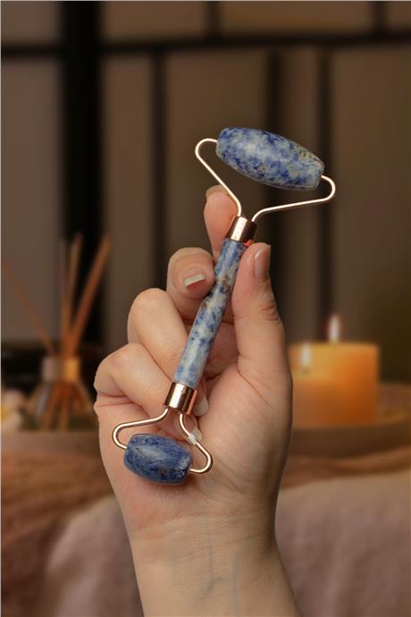 Sodalit Doğal Taş Roz Face Roller Çift Taraflı Orijinal Masaj Aleti