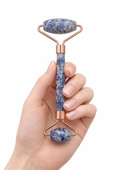 Sodalit Doğal Taş Roz Face Roller Çift Taraflı Orijinal Masaj Aleti