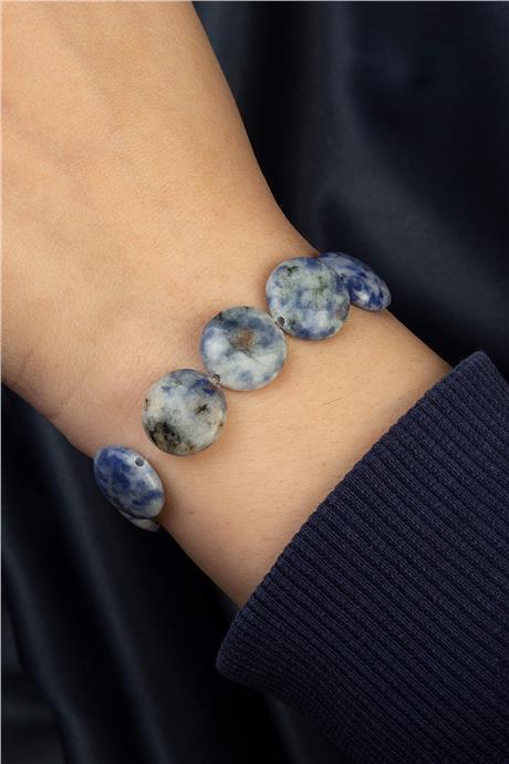 Sodalit Doğal Taş Yassı Daire Kesim 12mm Bileklik