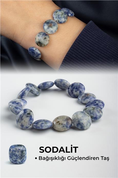 Sodalit Doğal Taş Yassı Daire Kesim 12mm Bileklik