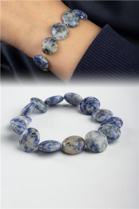 Sodalit Doğal Taş Yassı Daire Kesim 12mm Bileklik