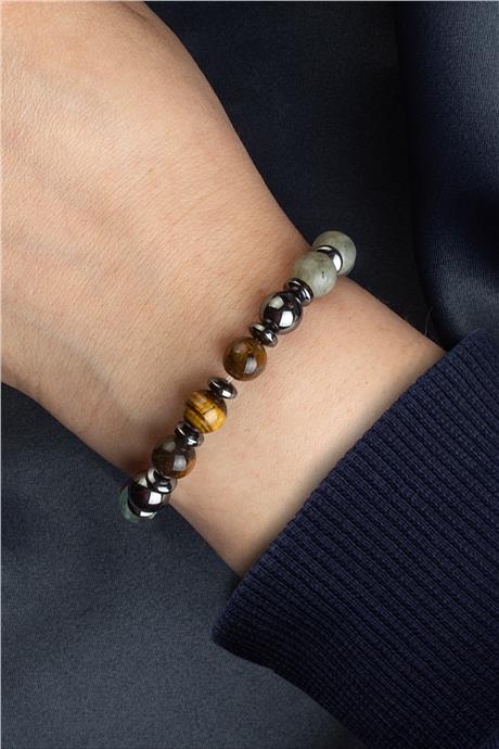 Sodalit-Florit Taşı Karışık Doğal Taş Küre Kesim 8mm Öğrenci Bilekliği