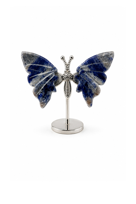 Sodalite With Stand Butterfly Motif Home Decoration Object