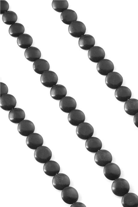 Shungit Doğal Taş Mat Siyah Daire Kesim 14mm Dizi [AA]