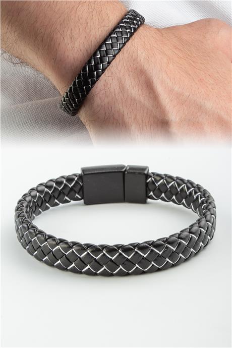 Suni Deri 12mm Erkeke Bilekliği